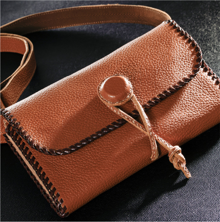 鯛の浦オリジナル 本革お財布バッグ（ポシェット）茶色 | 鯛の浦遊覧船